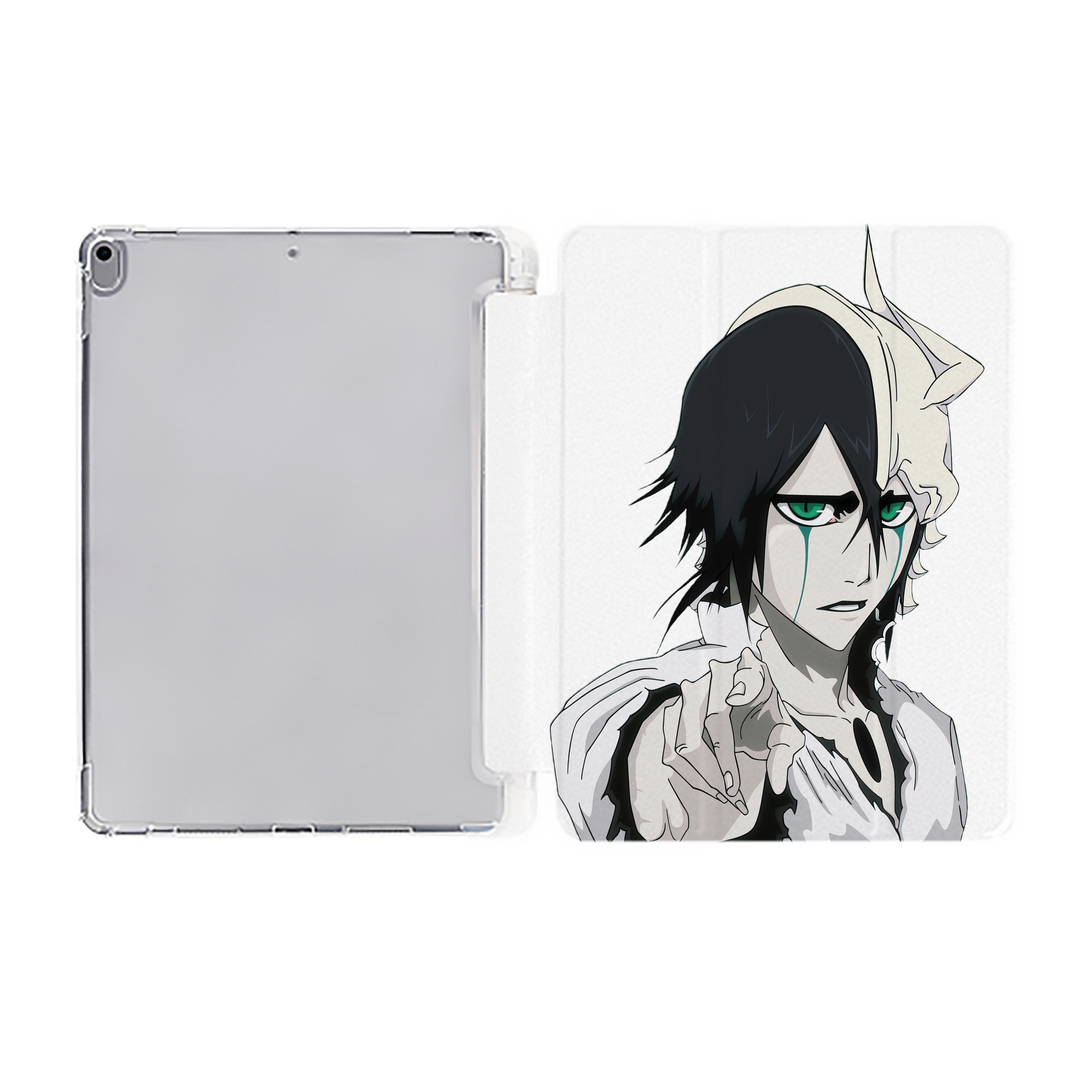 （画像用） ブリーチ ウルキオラ·シファー BLEACH Ulquiorra cifer IPad ケース ペン収納付き 三つ折りスタンド PUレザー×シリコン 対応機種9.5/10.5/10.9インチ